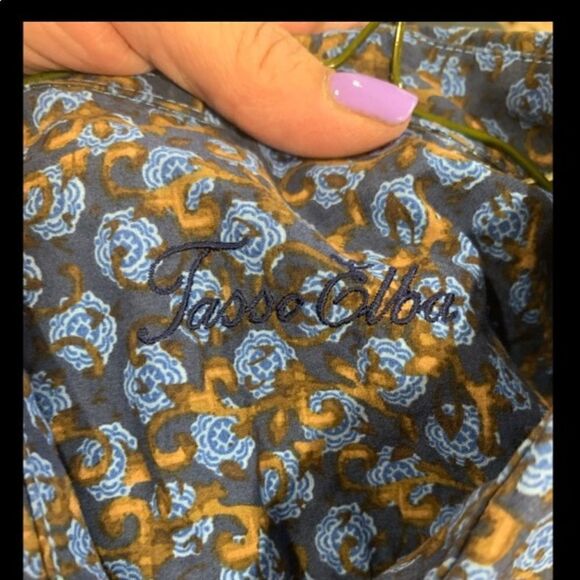 Tasso Elba Geometric Pattern Button Down Long Sleeve Shirt - Picture 2 of 11